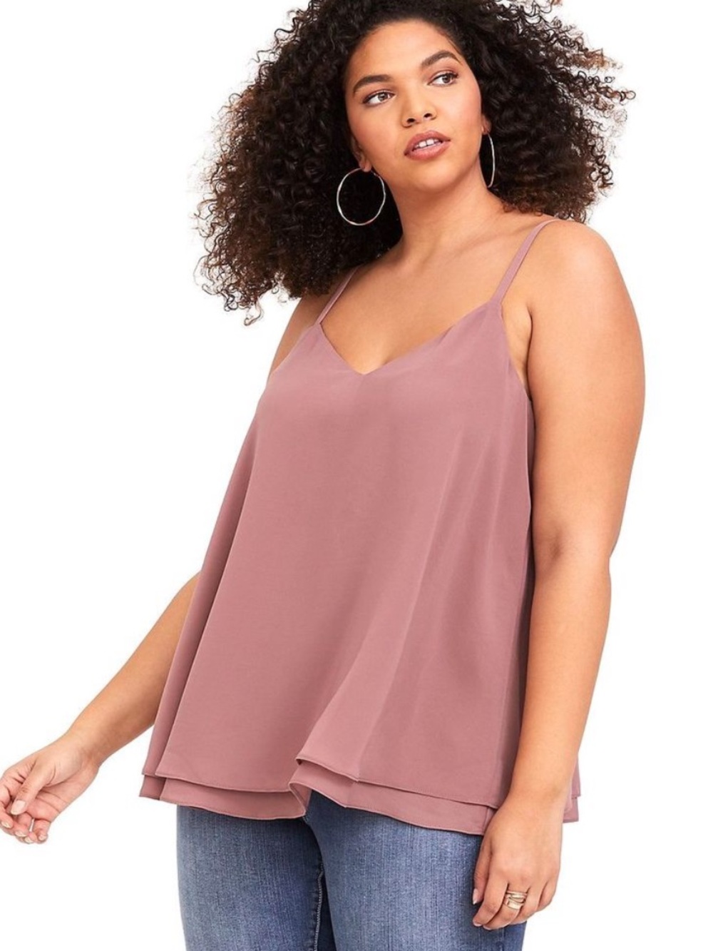TORRID Mauve V-Neck Layered Cami with Adjustable Straps